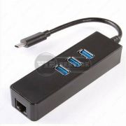 Адаптер Type-C Ethernet адаптер на 3 Port USB3.0 + Gigabit Ethernet KY-688 черный оригинал