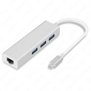 Адаптер Type-C Ethernet адаптер на 3 Port USB3.0 + Gigabit Ethernet KY-688 белый оригинал