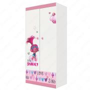 Шкаф двухсекционный «Polini Kids Fun»/Тролли 890, розовый
