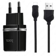 Сетевая зарядка Hoco C12 Smart + кабель microUSB