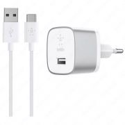 Сетевое зарядное устройство Belkin Home Quick Charger (18W) USB 3.0A, USB-C, 1.2m, silver