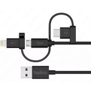 Универсальный кабель Belkin USB-A TO MICRO USB/LTG/USB-C, 4, CHRG/SYNC CABLE, 1.2 м (F8J050bt04-BLK)