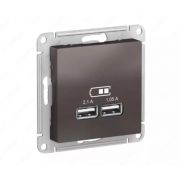 USB РОЗЕТКА, 5В, 1 порт x 2,1 А, 2 порта х 1,05 А, механизм, (мокко) Арт. ATN000633